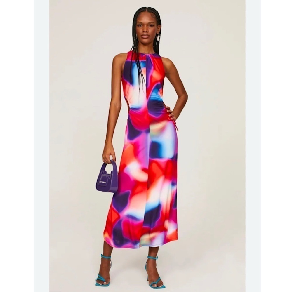 Rebecca Vallance Del Prado Psychedelic Sexy Cutout Colorful Midi Dress